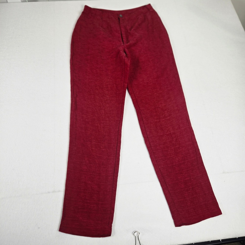 Chico's 70% silk 30 %linen Womens pant Burgundy size 0 breathable (B11)